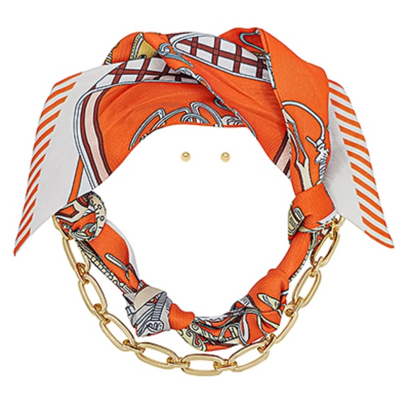 Oval Chain & Scarf Multi Way Necklace Set - Picture 1 of 4